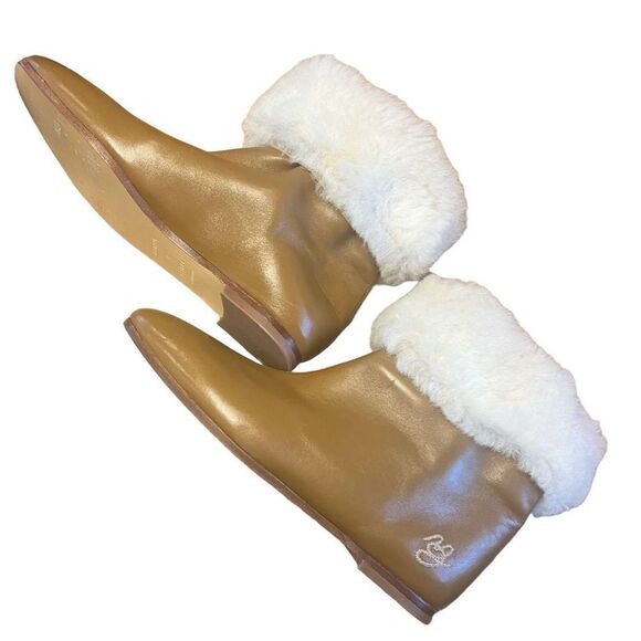 Mansur Gavriel Camel Cosy Leather Shearling Cuff Leather Bootie NWOB Size 39/9 - Picture 4 of 8